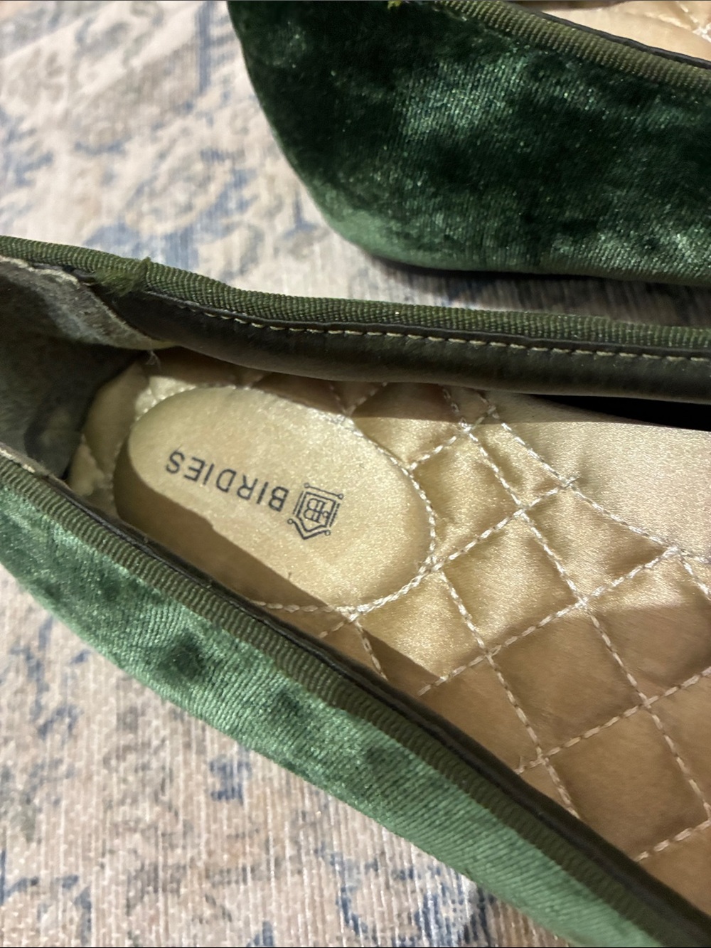 Birdies Velvet Slip-On Loafers in Dark Green- women’s size 8 - Picture 2 of 6